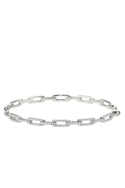 18K WG Diamond Stax Chain Link Bracelet:White Gold:S